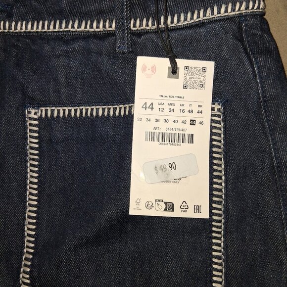 Zara Women's Whipstitch Denim Shorts NWT Sz 12 - Picture 2 of 6